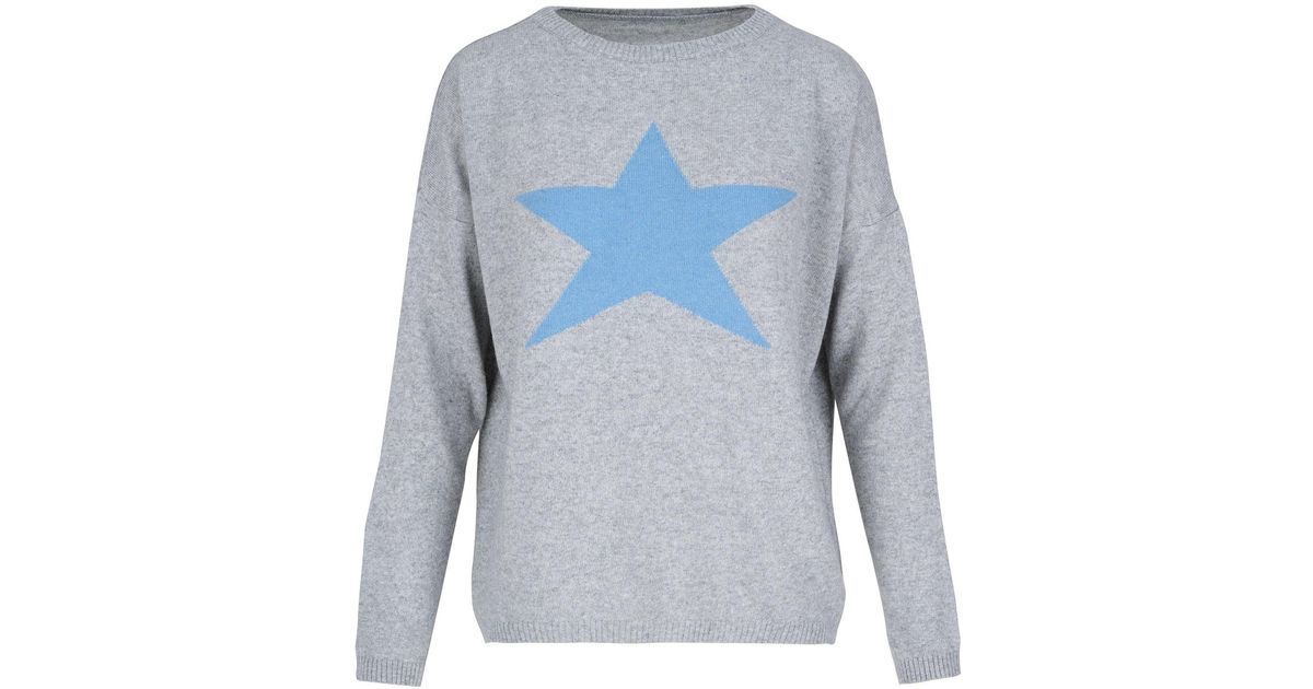 At Last Cashmere Mix Sweater In With Sky Blue Star Lyst UK