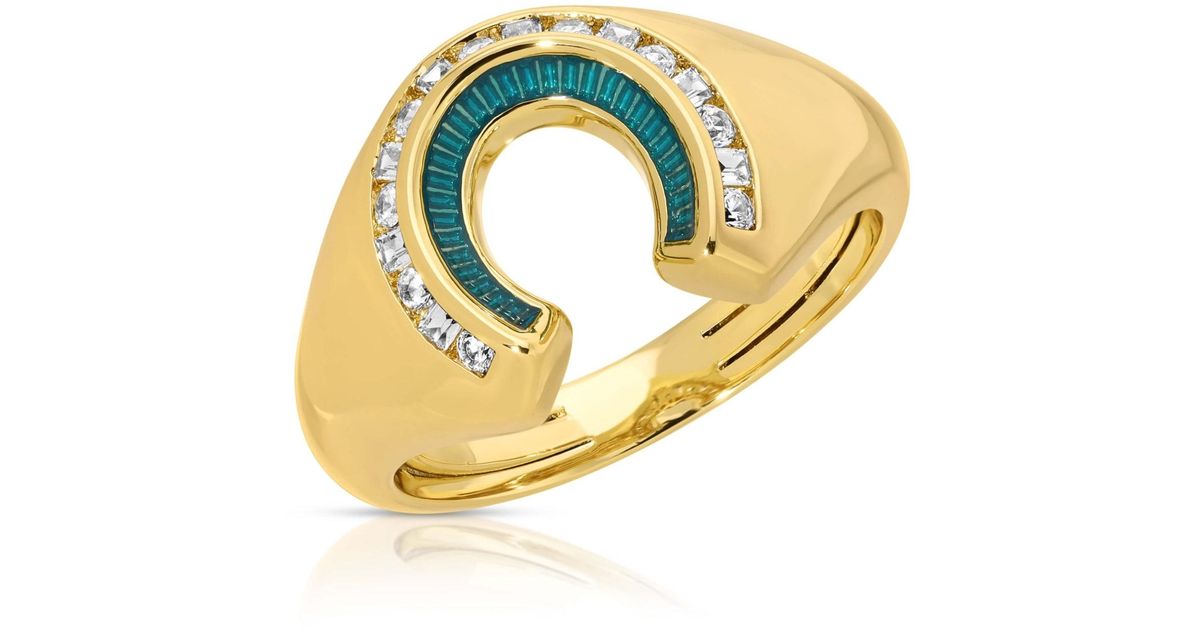 Good Fortune Rocks Glamrocks Jewelry Good Fortune Horseshoe Signet Ring in Metallic | Lyst