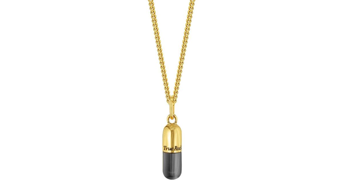True Rocks True Rocks Gun Metal Sterling & 18Kt-Plated Mini Pill Pendant in ...