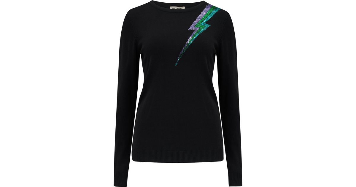 Sugarhill Cece Sequin Jumper , Cool Lightning Flash in Black Lyst