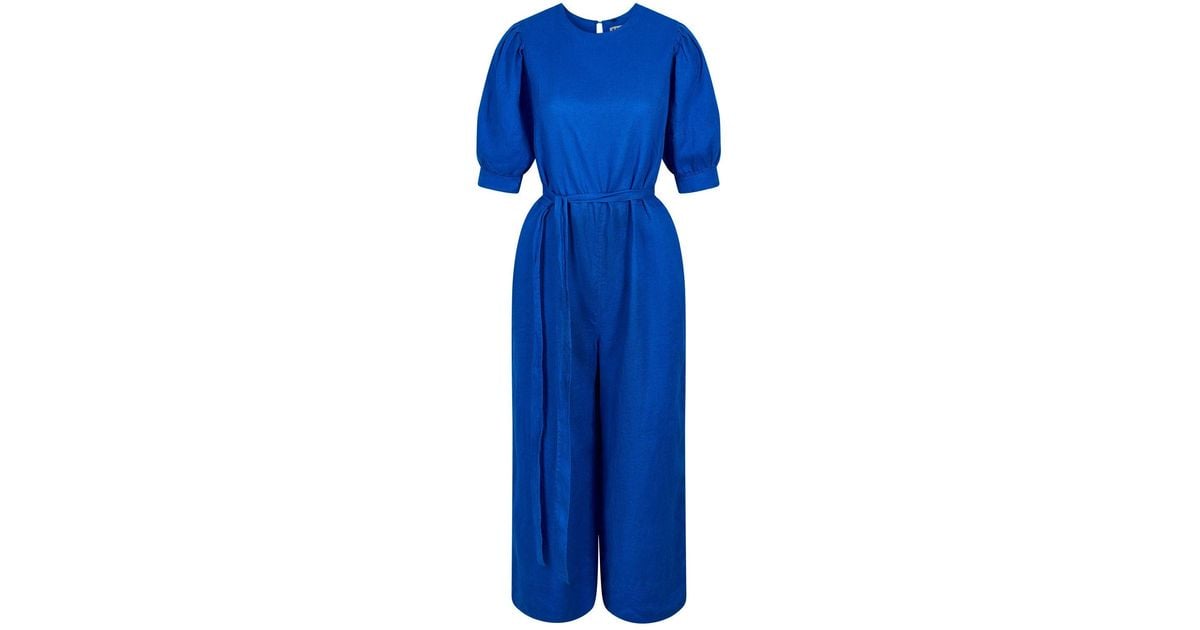Komodo Faye Organic Linen Jumpsuit Blue | Lyst