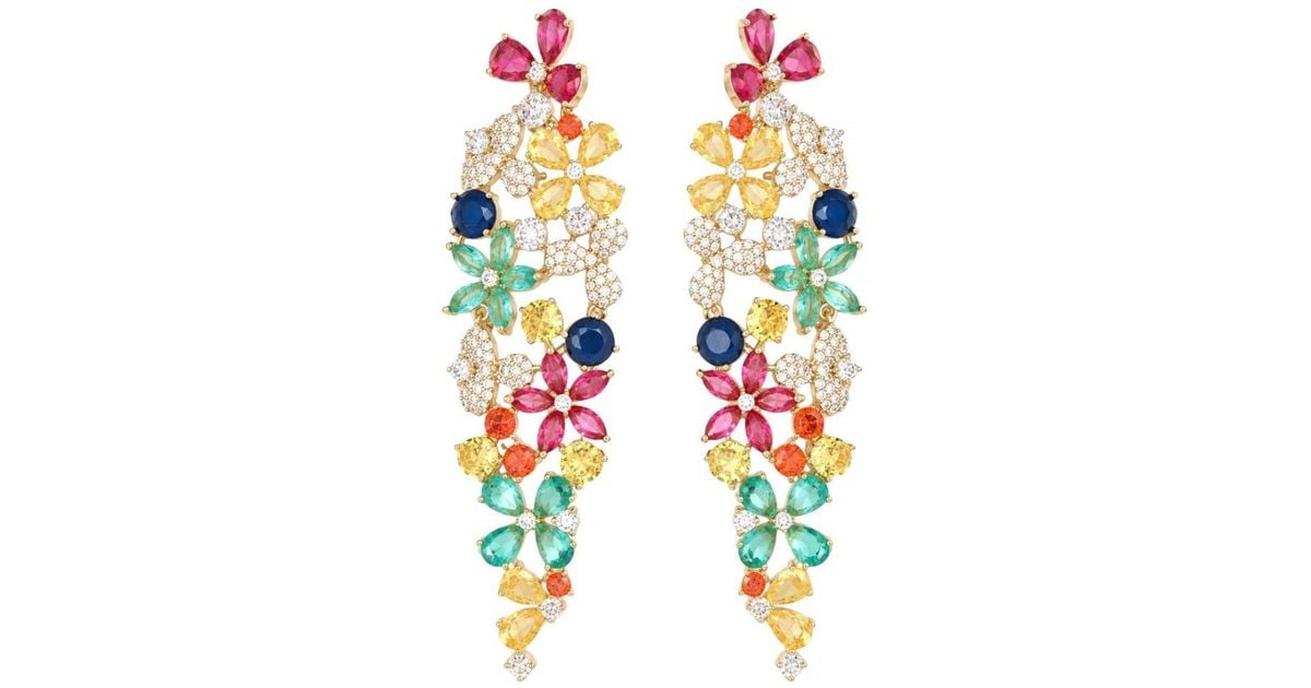 Spectrum Wolves Uchi and Soto Hanabi Multi Stone Floral Chandelier Earrings | Lyst