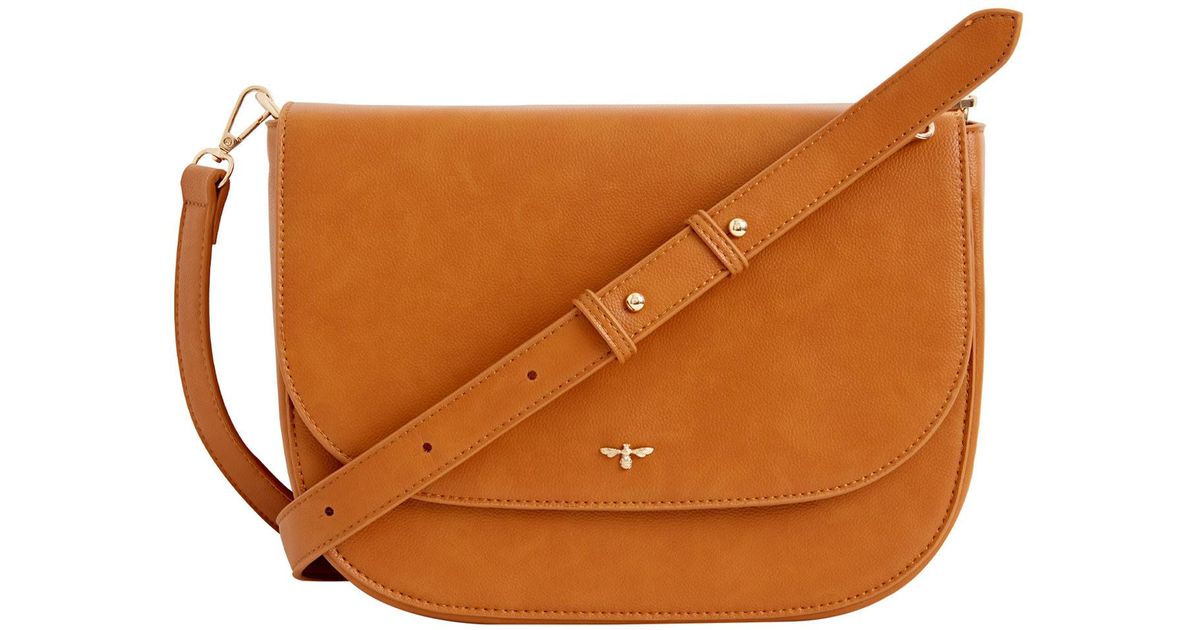 Fable England Fable Nina Messenger Handbag Tan Vegan Leather in