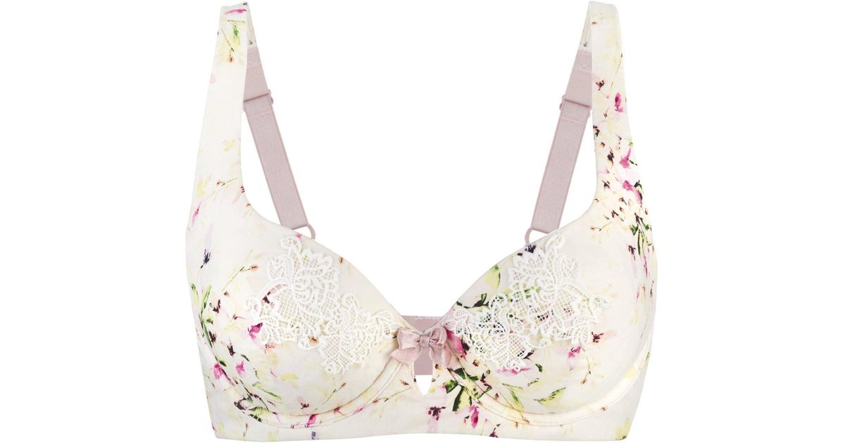 Juliemay Lingerie Sunbleached Floral Silk & Organic Cotton Supportive Bra  in Natural
