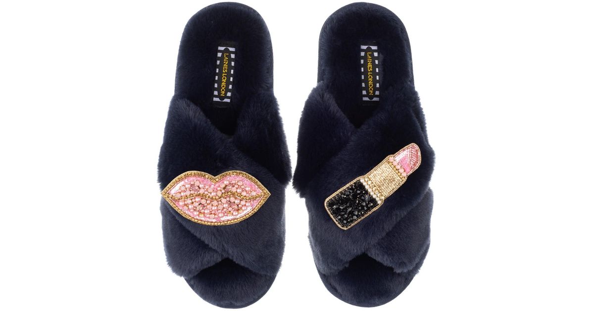 Laines London Classic Laines Slippers With Artisan Pink Pucker Up