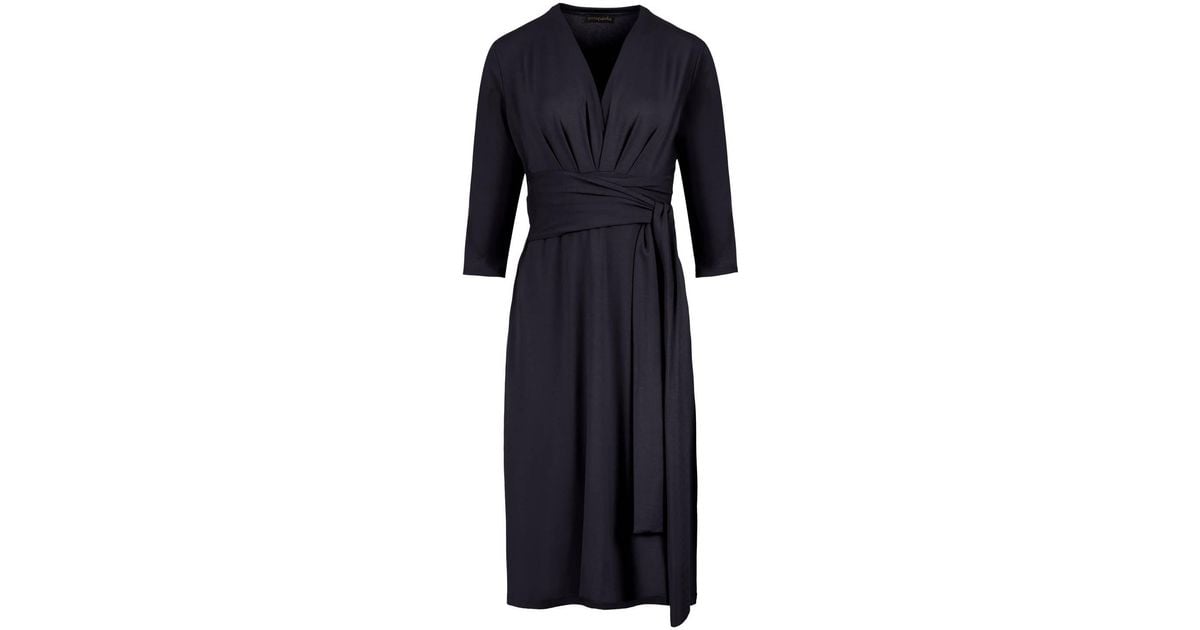 Conquista Synthetic Navy Blue Empire Line Dress With Belt | Lyst UK