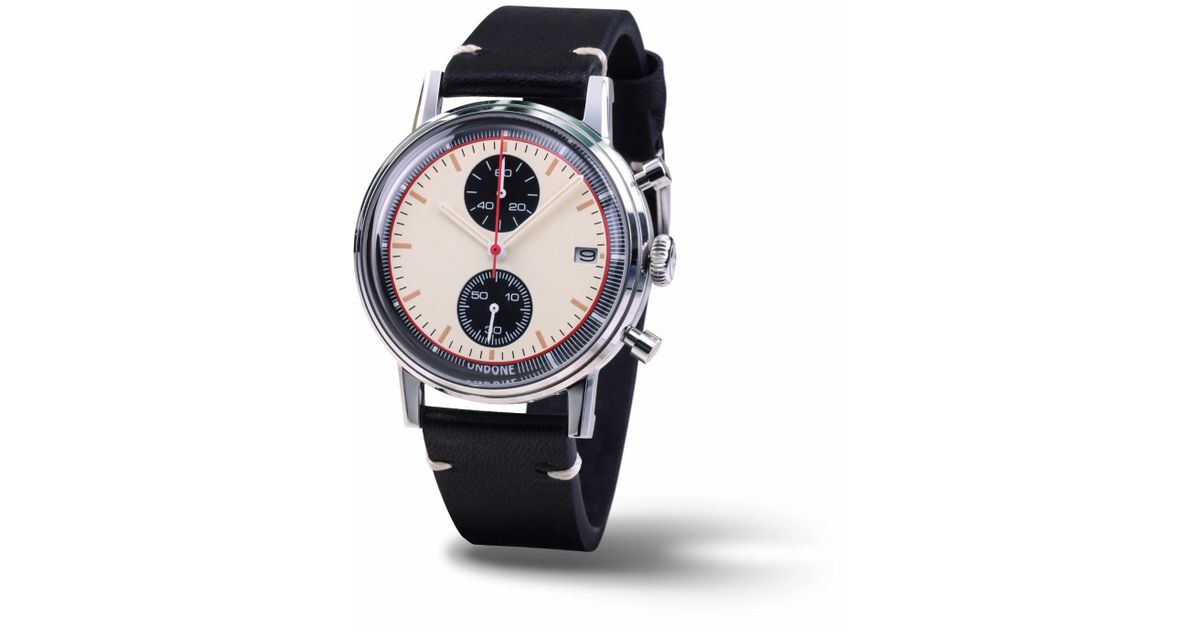 Undone Watches Leather Undone Urban Vintage Newman Chronograph In Silver Metallic For Men Lyst