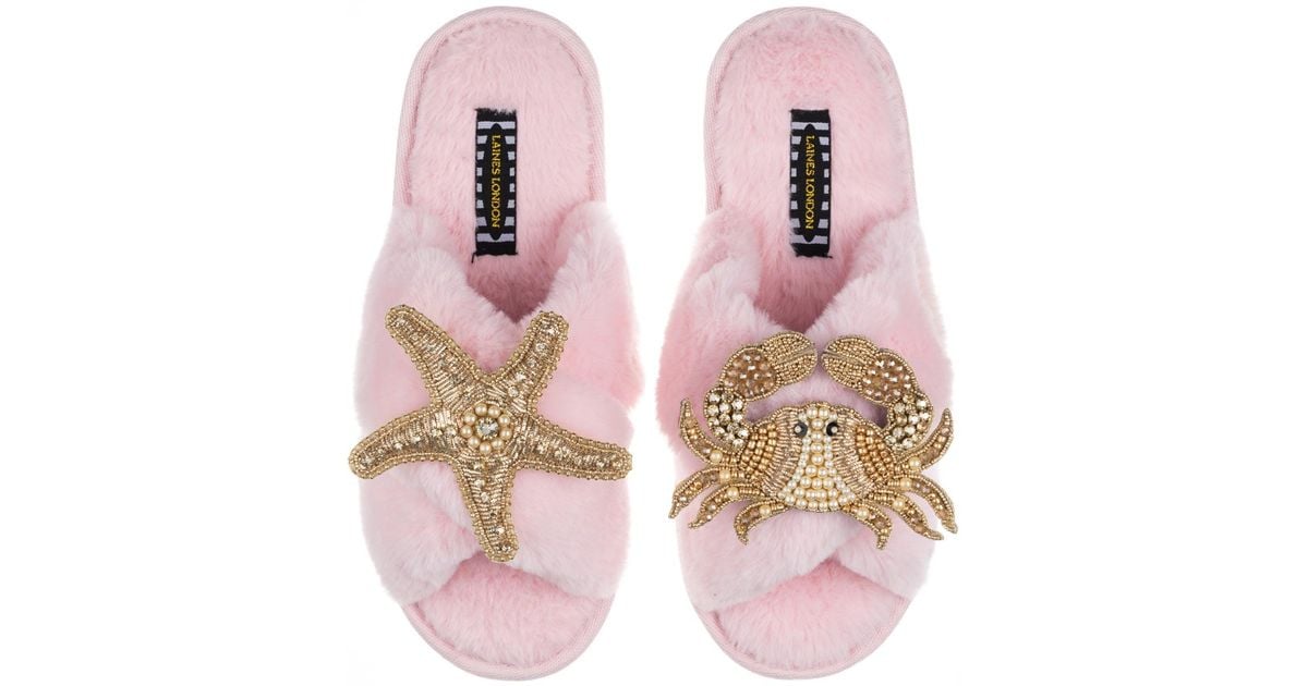 Laines London Classic Laines Slippers With Artisan Gold Starfish & Crab ...