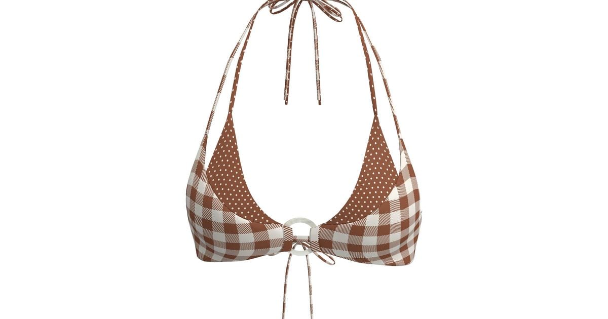 Blackbough Swim Felicia Double-Layer Halter Top Mocha Polka in Brown ...