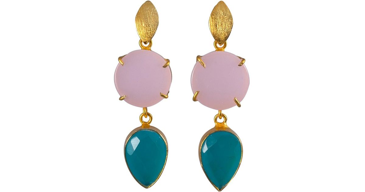 Magpie Rose Pink Sky Blue Onyx Cocktail Earrings Lyst