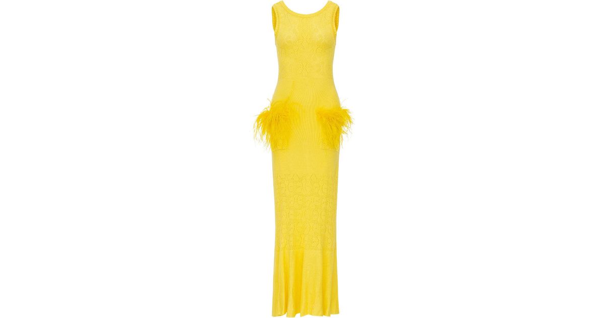 andreeva yellow knit dress Lemon With Ostrich Feather Details in Fashion