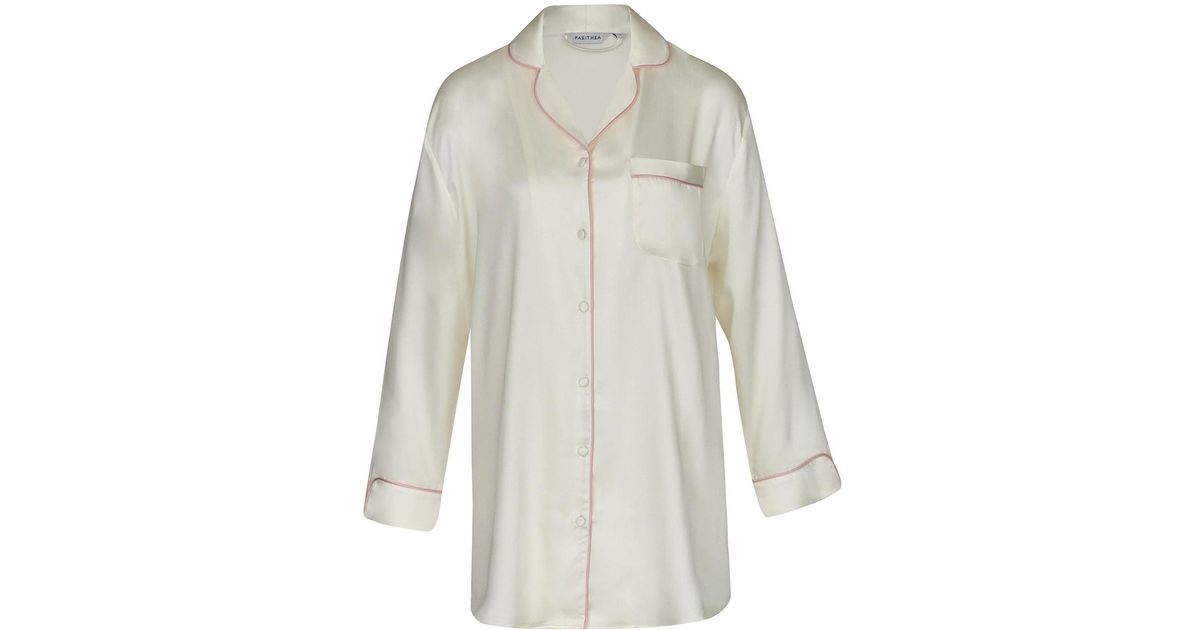 Pasithea Sleep Silky Bamboo Sleep Shirt In in White Lyst