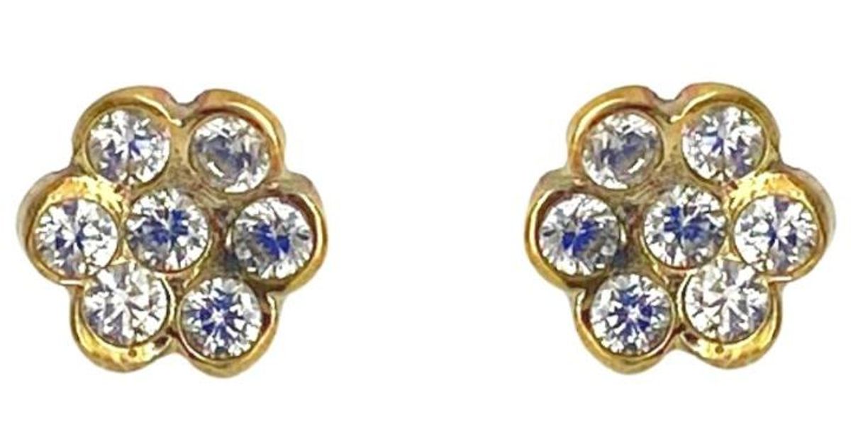 Lily Flo Jewellery Happy Place Diamond Flower Stud Earrings in Metallic ...