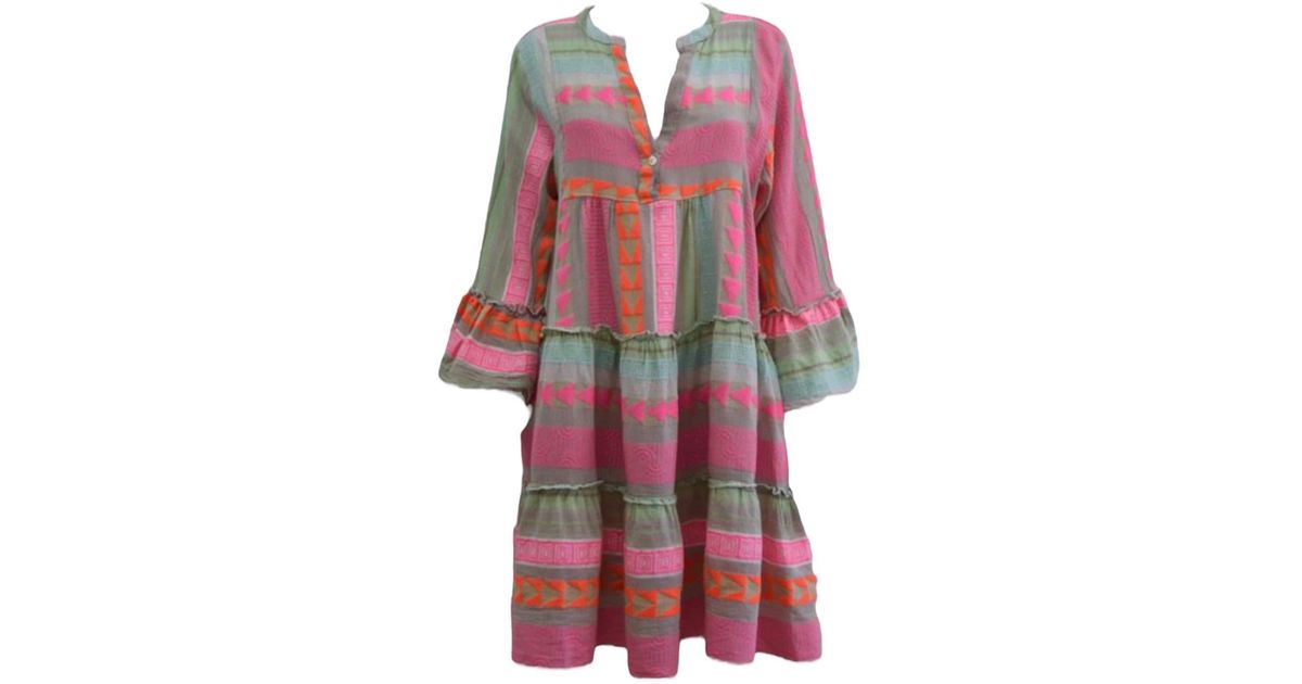 neon aztec print dress Plenty by Tracy Reese Womens Dress Neon Aztec Print faux leather trim Size S