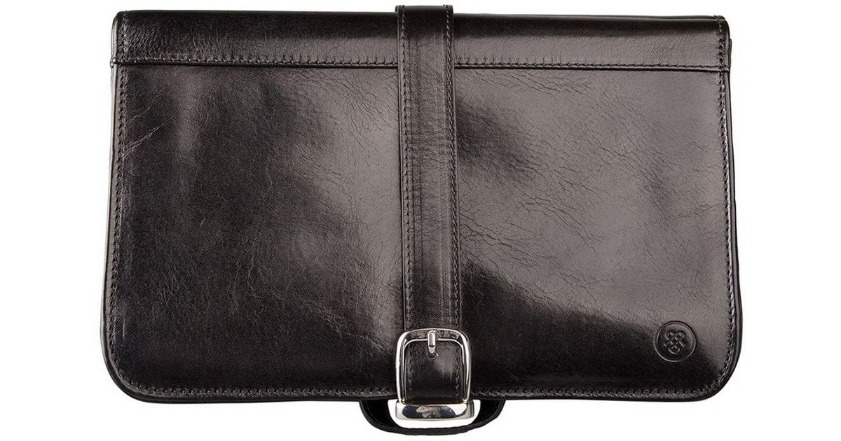 Maxwell Scott Bags Luxury Italian Leather Men&#39;s Hanging Toiletry Bag Pratello Black for Men - Lyst