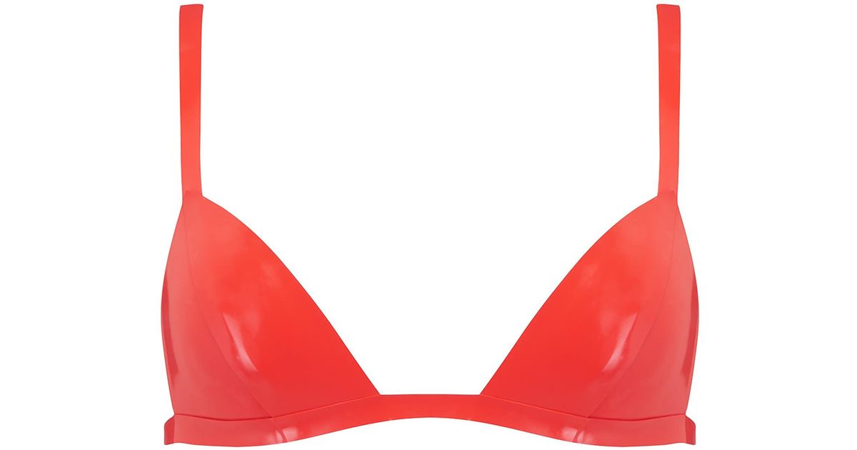 Elissa Poppy Latex Triangle Bra in Red | Lyst