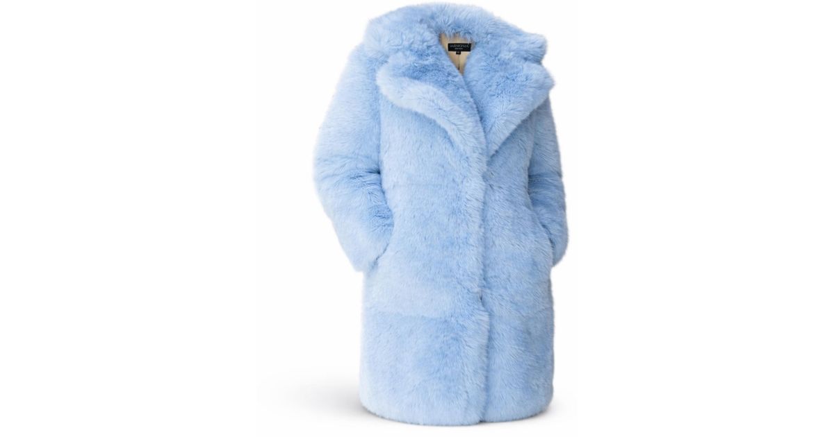 Harmonia Ny Powder Faux Fox Fur Coat By Dani Watanabe in Blue | Lyst