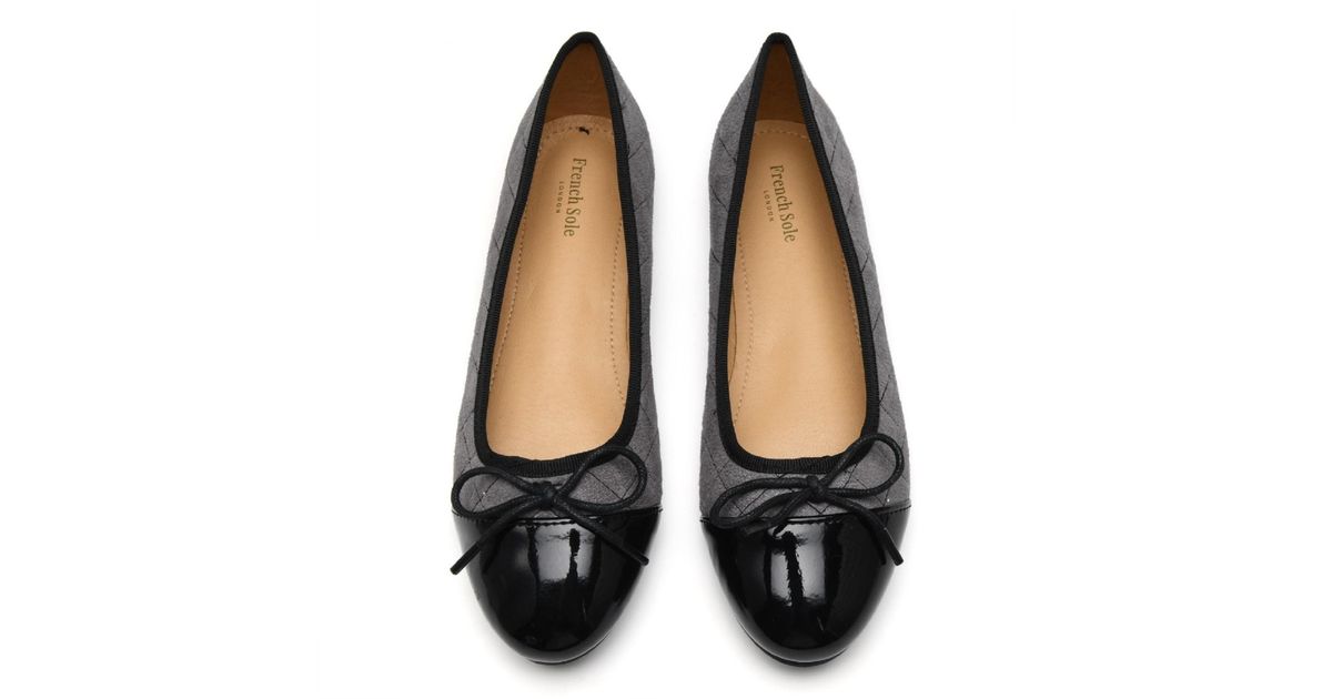 French Sole Amelie Quilted Suede Black Patent Toe Lyst UK