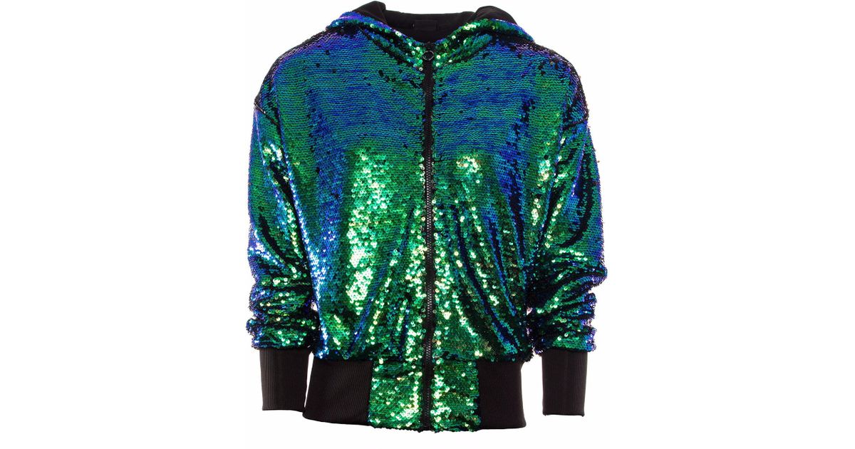 green sequin bomber jacket