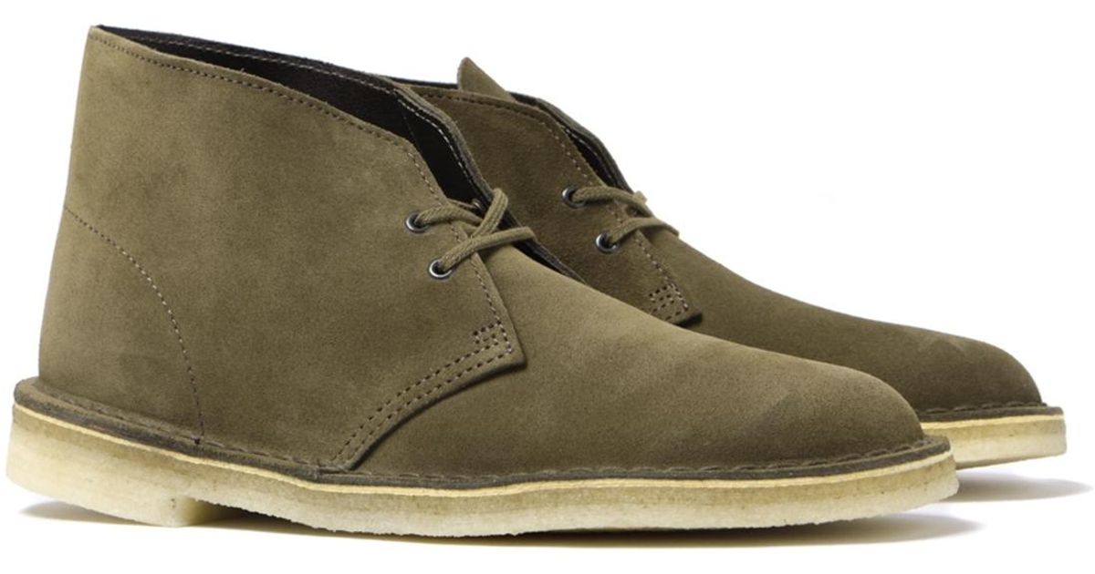 Clarks Dark Olive Suede Desert Boots in Green for Men | Lyst