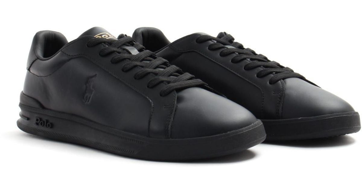 Polo Ralph Lauren Heritage Court Ii Leather Trainers in Black for Men