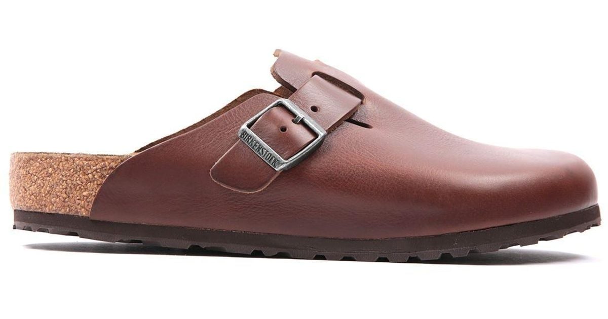 Birkenstock Boston Natural Leather Clog Shoes in Brown for Men | Lyst ...