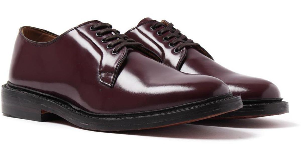 Bass Monogram Wine Leather Derby Shoes 