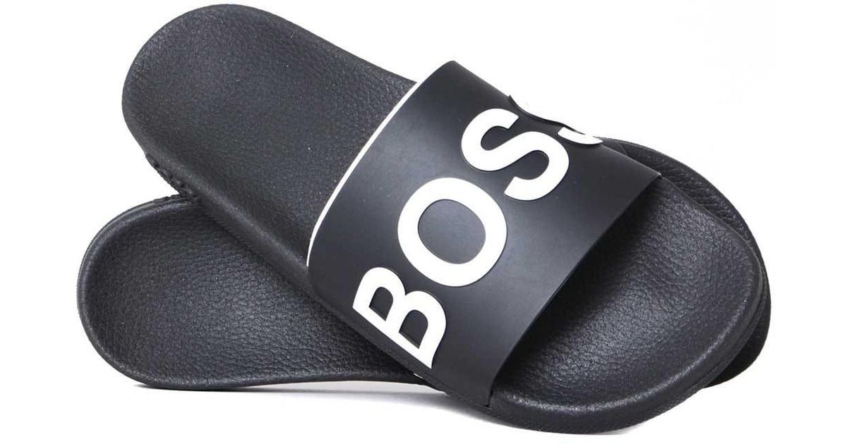 hugo boss leather sliders