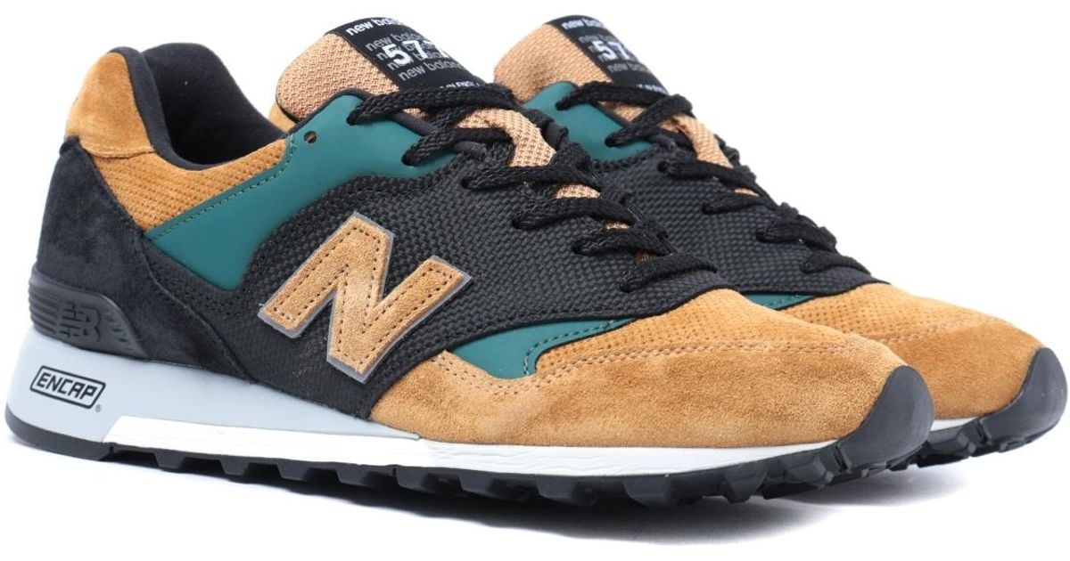 New Balance Suede Made In England M577 Tan, Black & Green Trainers in Blue  for Men - Lyst