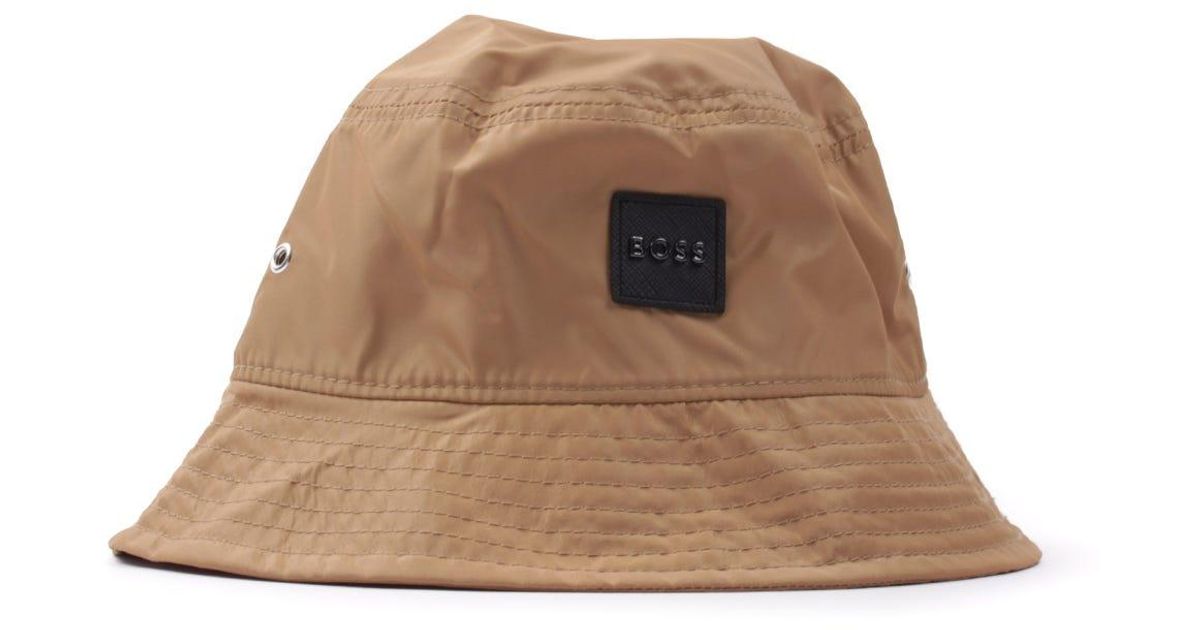 BOSS by HUGO BOSS Synthetic Saul Essential Recycled Bucket Hat in Beige