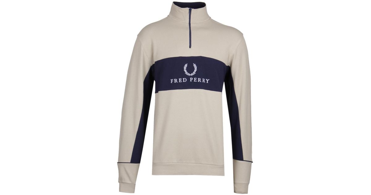 fred perry half zip pique sweatshirt
