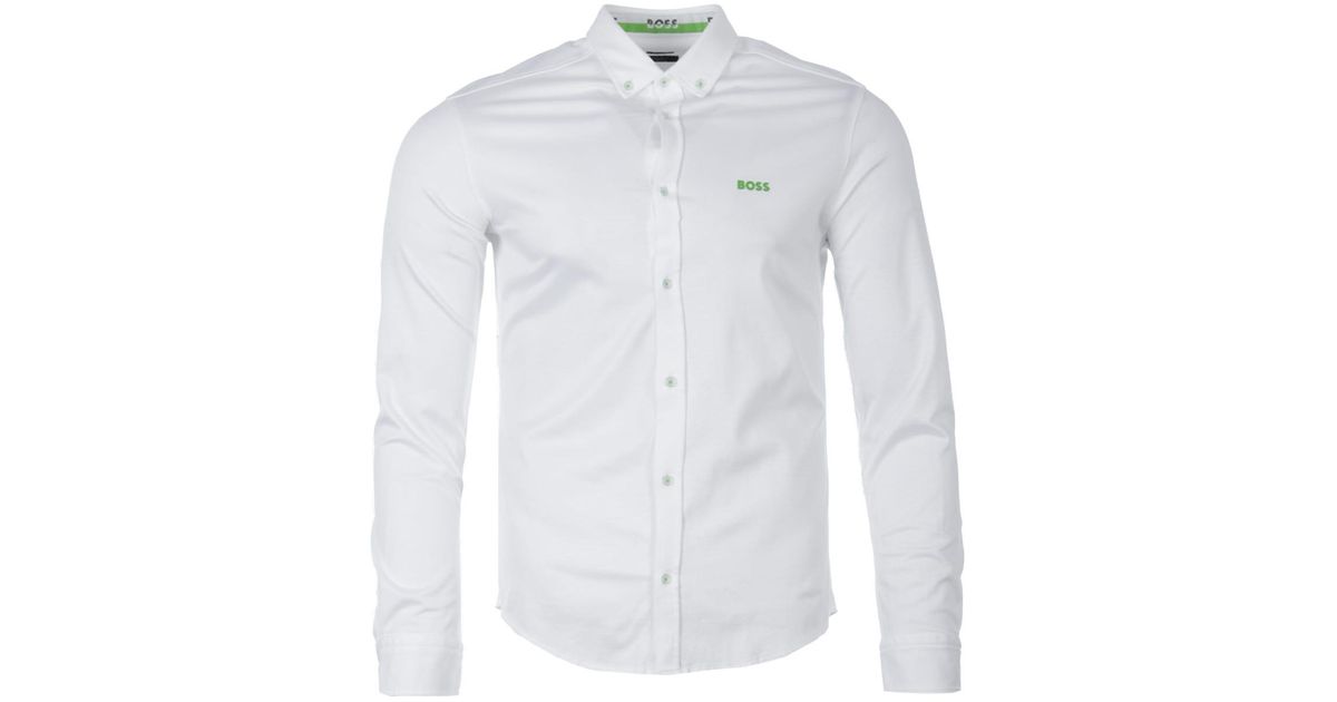 Boss By Hugo Boss Biado Cotton Pique Button Down Shirt In White For Men Lyst Uk 6087