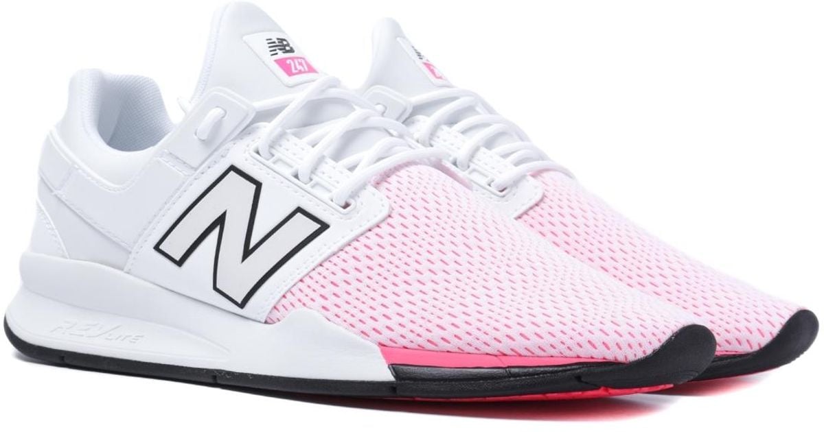 New Balance Ms247 White & Neon Pink Trainers for Men | Lyst