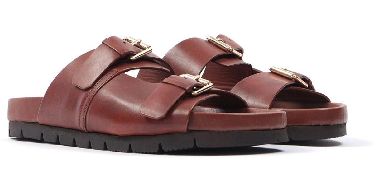 Grenson Florin Double Buckle Leather Sandals in Tan (Brown) for Men ...