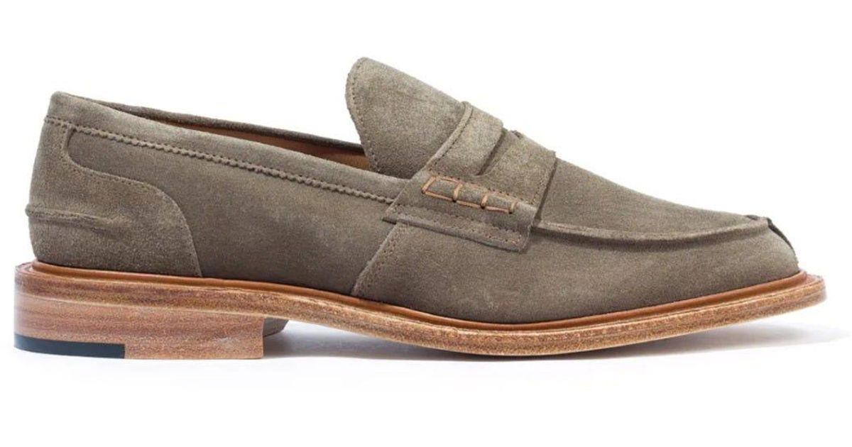 Tricker's James Repello Suede Penny Loafer Town Shoes in Beige (Natural ...