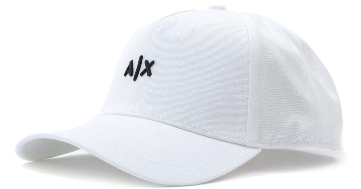 Armani Exchange Cotton Ax Baseball Cap in White for Men - Lyst