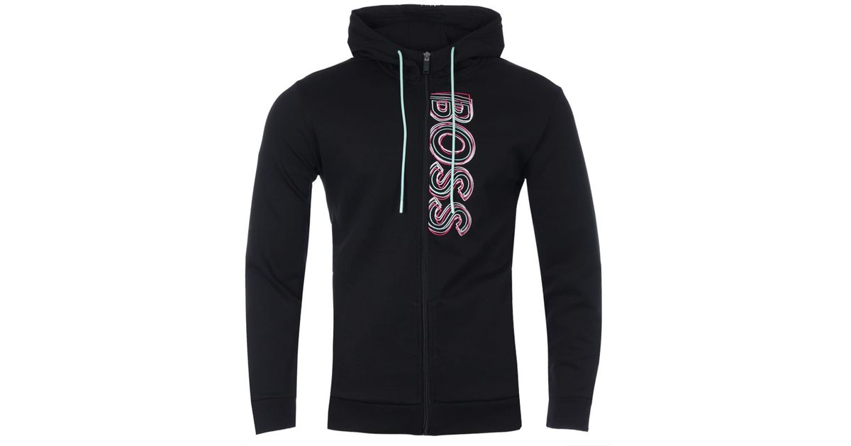 Boss saggy zip through hooded sweatshirt Clearance