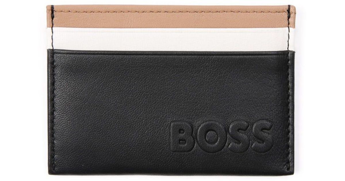 BOSS by HUGO BOSS Signature Stripe Detail Sustainable Leather Card ...