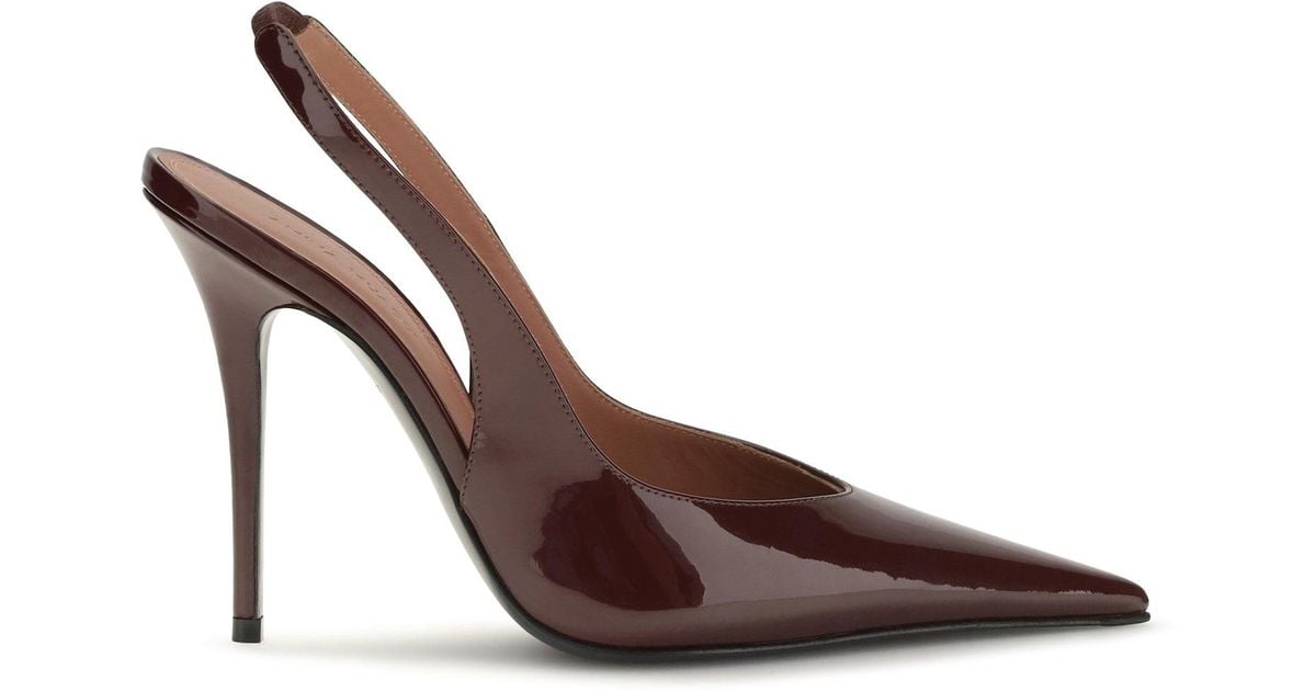 amina-muaddi-anok-patent-leather-slingback-pumps-merlot-in-brown-lyst-uk
