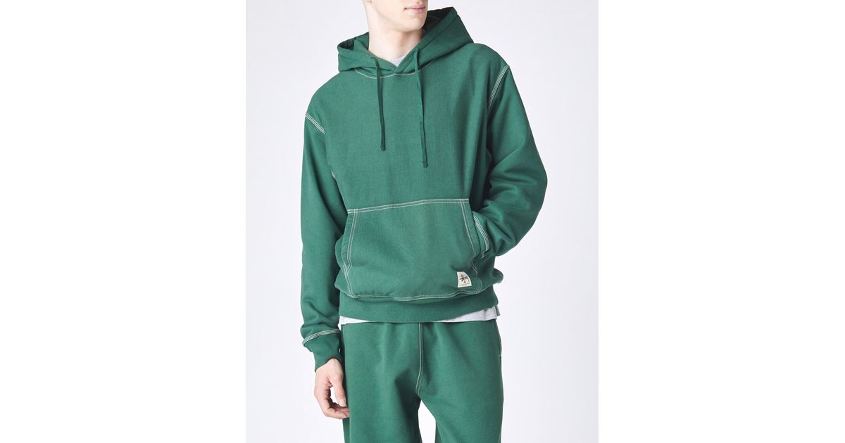 Stussy Contrast Stitch Label Hoodie in Green for Men | Lyst