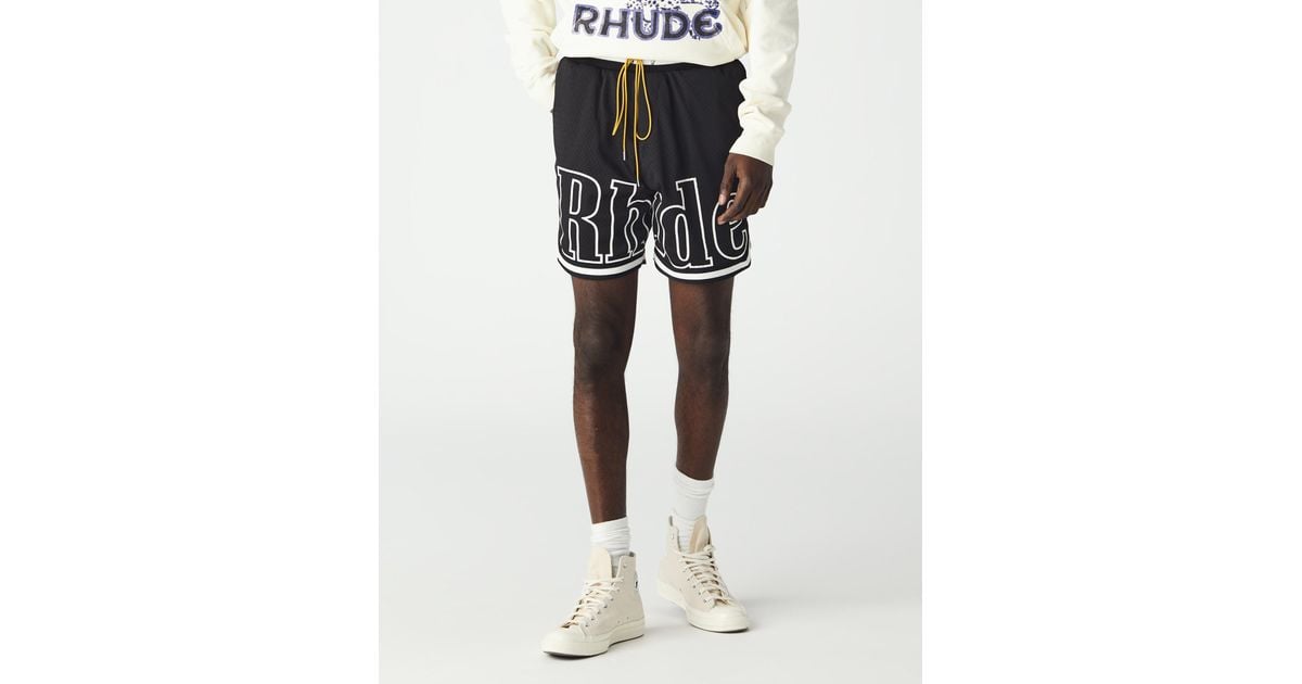 Rhude Court Logo Shorts in Black for Men Lyst Rhude Court Logo Shorts in Black for Men Lyst
