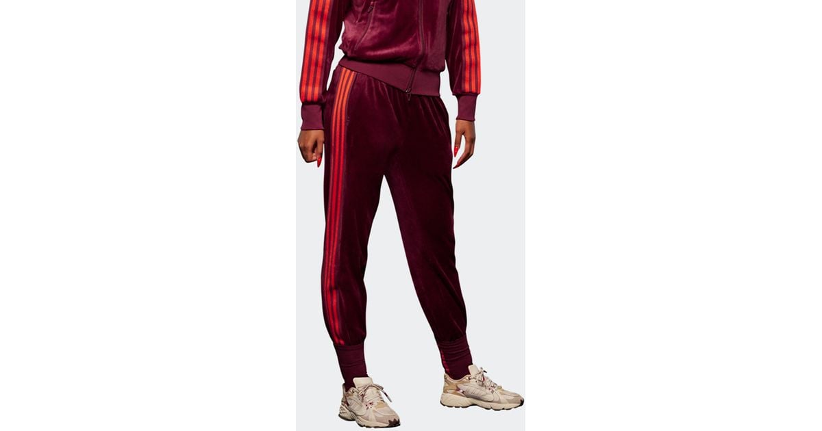 adidas Synthetic Ivy Park X Velour Track Pant in Red | Lyst