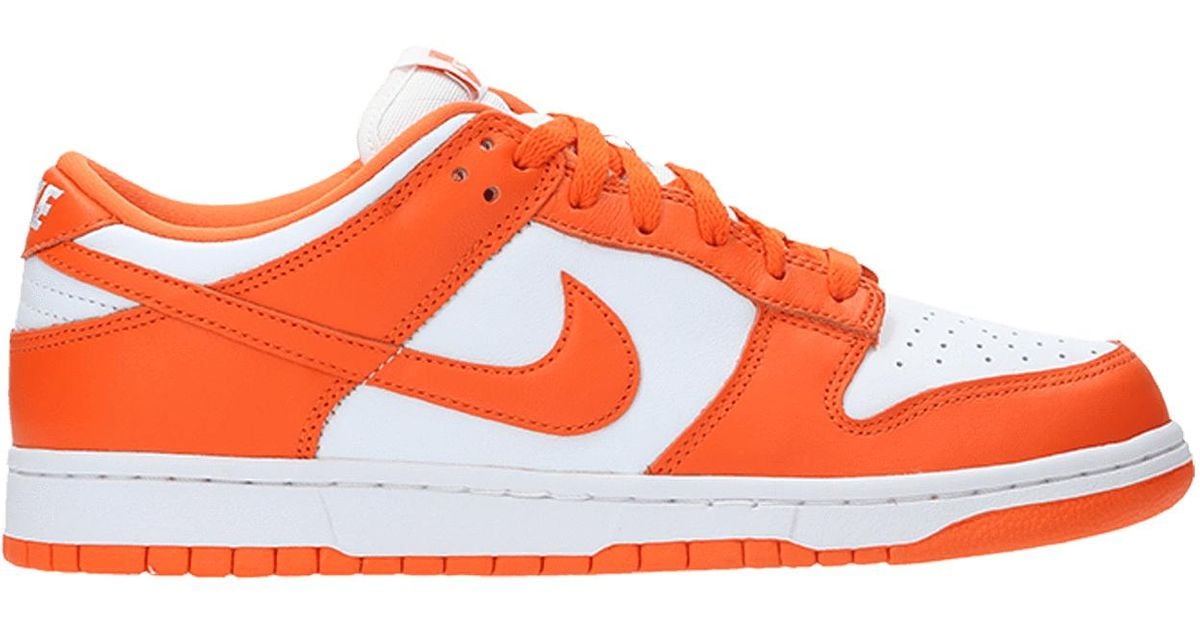 Nike Leather Dunk Low Retro Sneakers in Orange/White (Orange) for Men ...