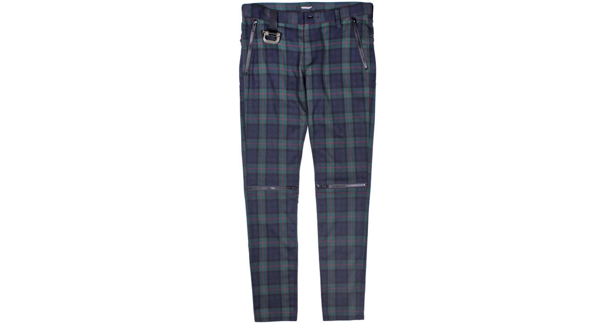 plaid pants with zippers