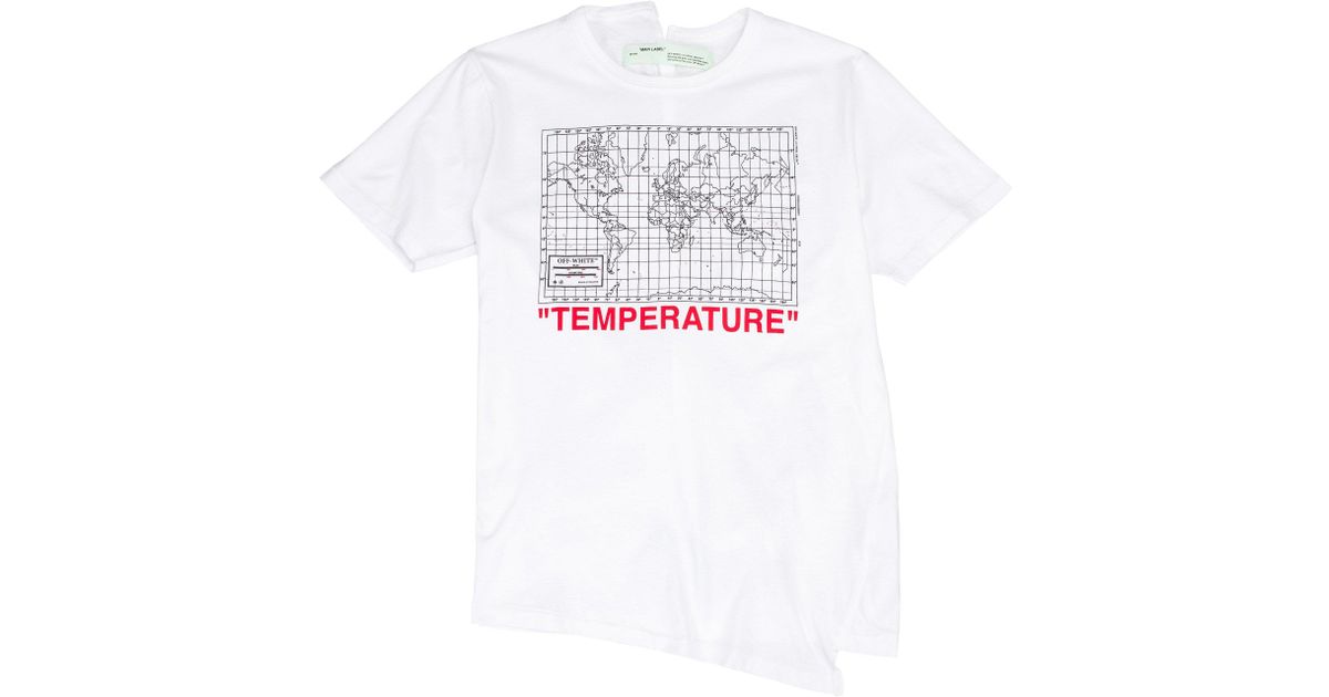 Off-White c/o Virgil Abloh Map Spliced 'temperature' T-shirt in White |  Black | Red (White) for Men - Lyst