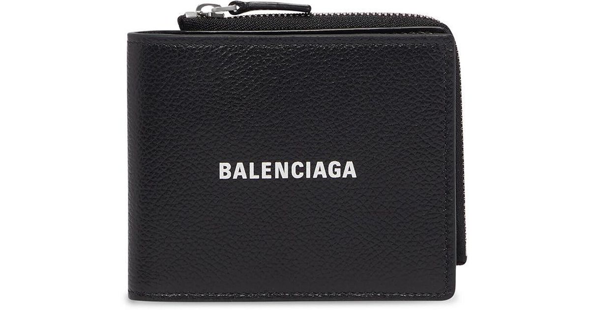Balenciaga Cash Folded Squared Leather Cardholder Wallet In Black | Lyst UK