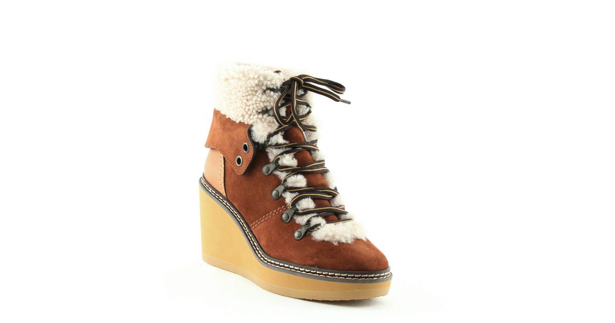 see by chloe eileen flat shearling hiker boots