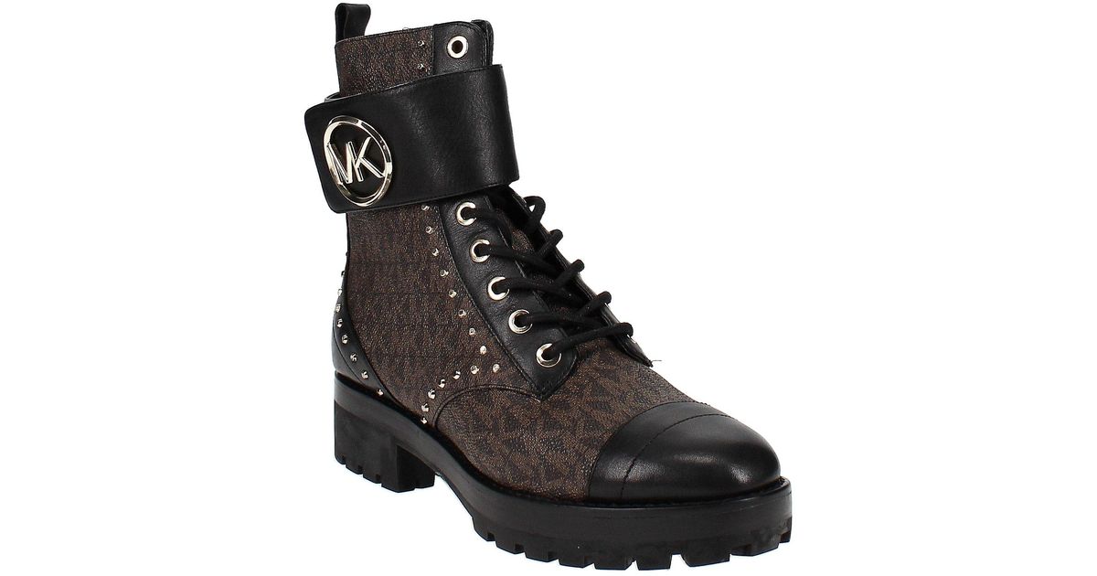 MICHAEL Michael Kors Leather Tatum Ankle Boots in Brown/Black (Black ...