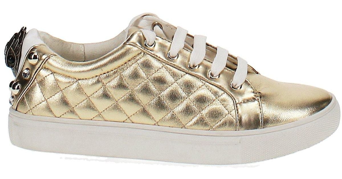 Kurt Geiger Leather Ludo Quilted Low-top Sneakers in Gold (Metallic) - Lyst