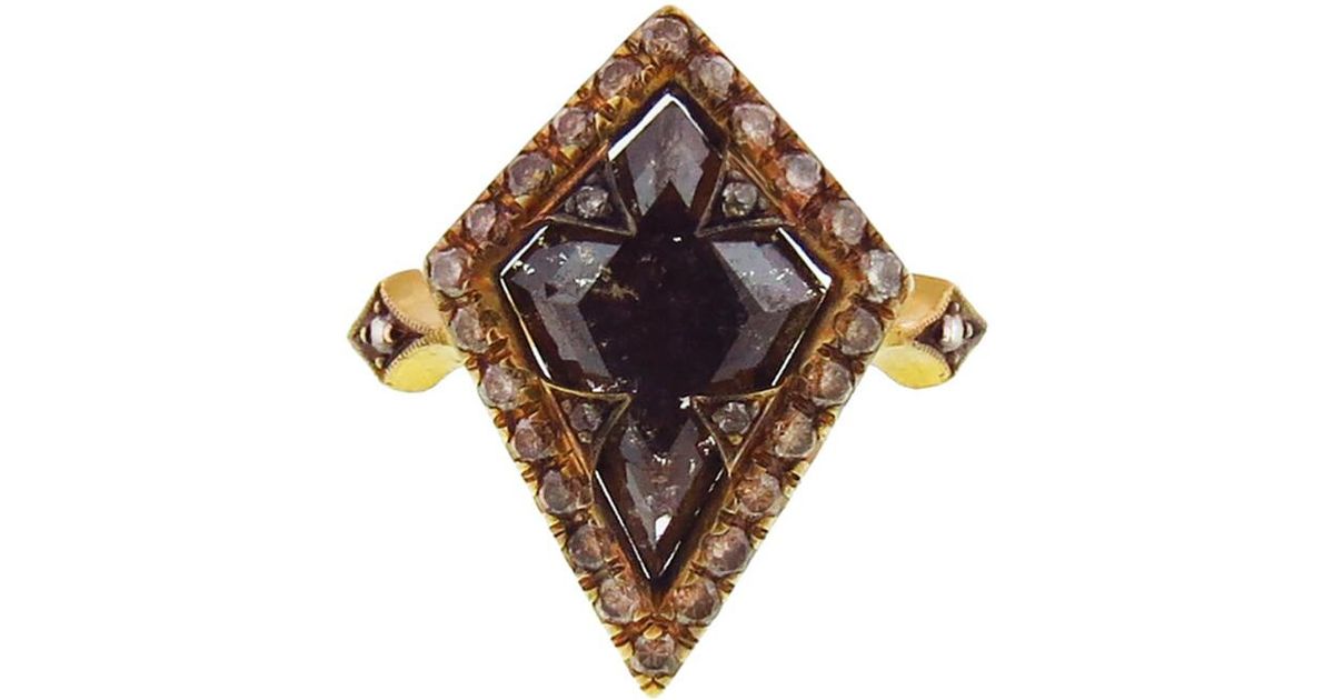 Cathy Waterman Kite-shaped Rustic Cognac Diamond Ring - Lyst